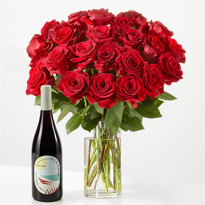 product image for Red Rose Bouquet and Wine Gift Set