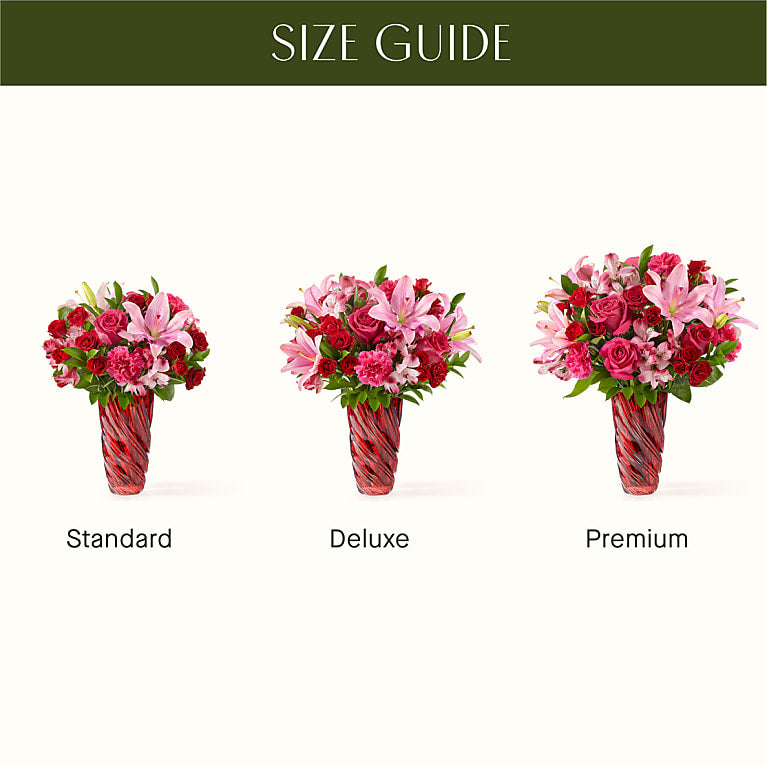 Berry in Love Bouquet with Red Swirl Vase