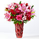 Berry in Love Bouquet with Red Swirl Vase