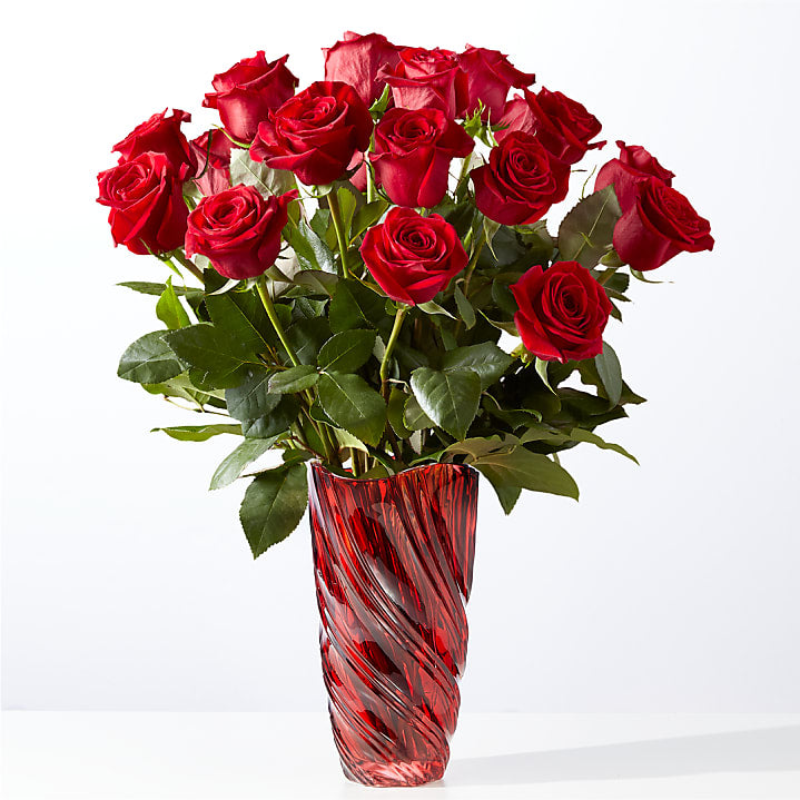 product image for Classic Love Red Rose Bouquet with Red Swirl Vase